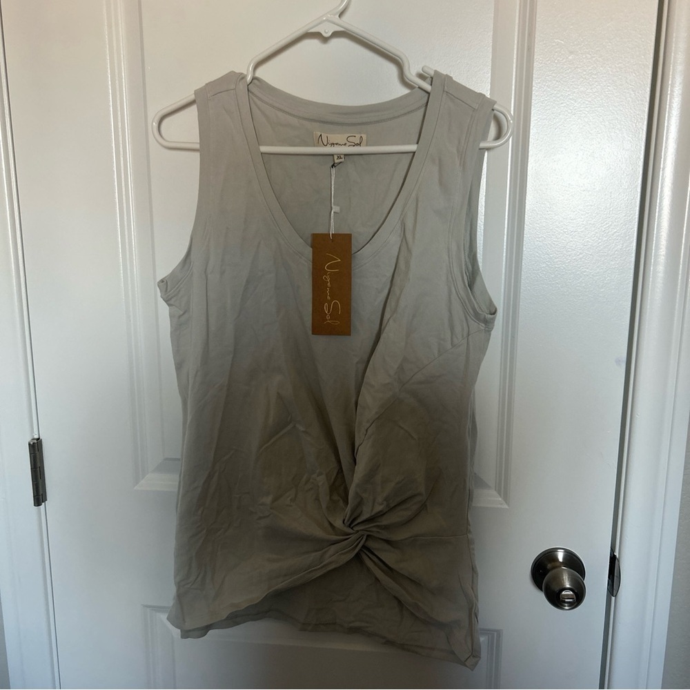 Niyama Sol Yoga Tie Tank Top Shirt Size X Large & large Stone Gray NWT $38